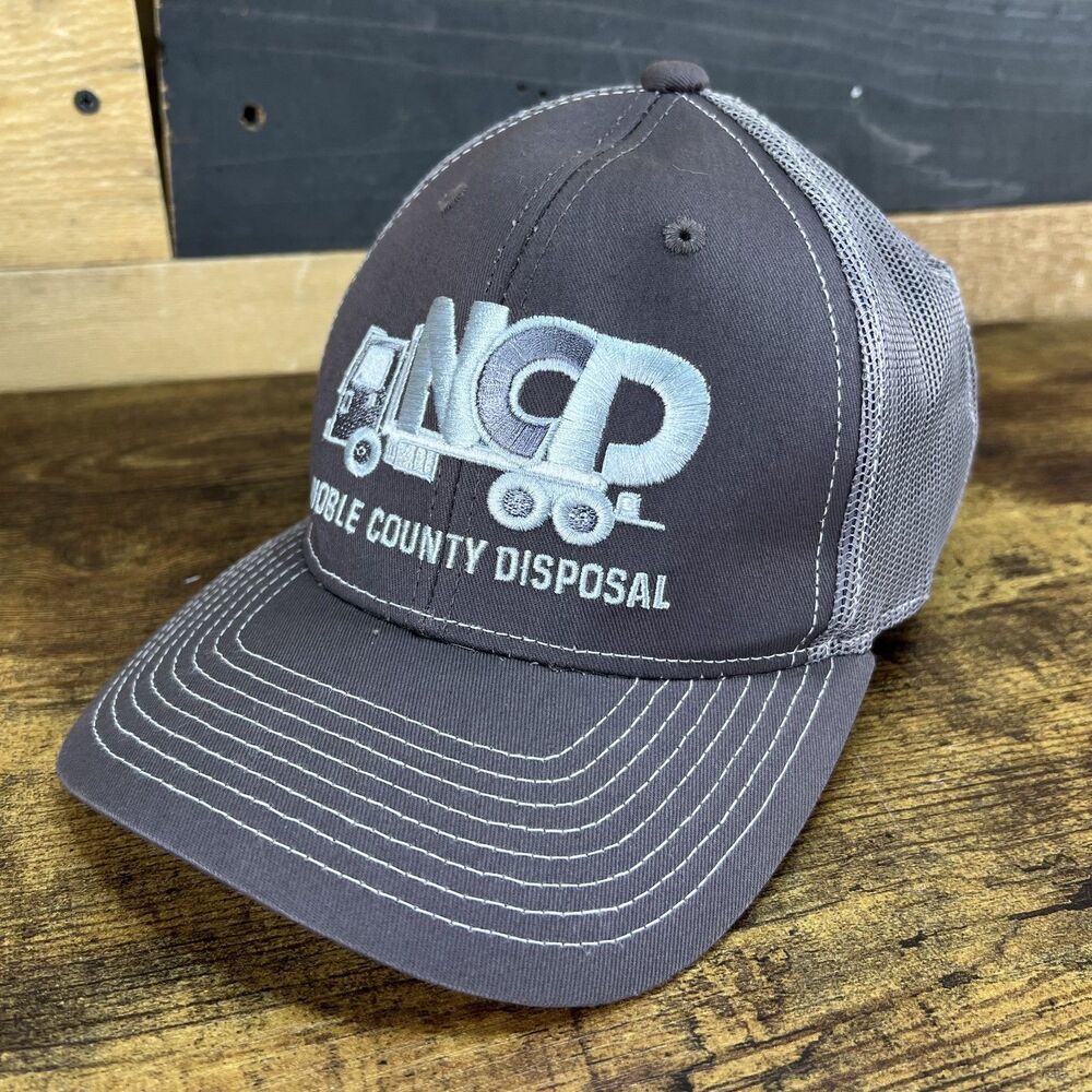 Noble County Disposal Embroidered Adjustable Hat Gray Mesh Trucker Cap